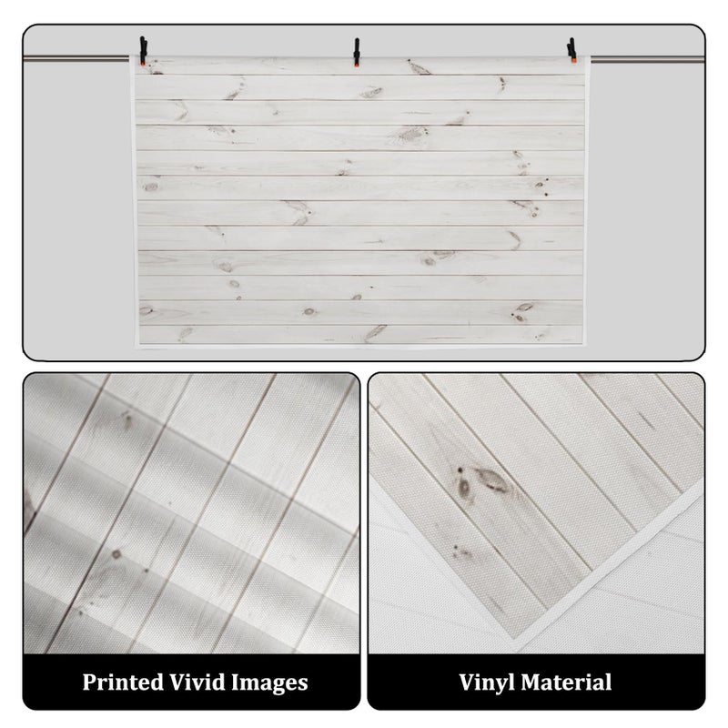AOFOTO 6x4ft White Wood Photography Backdrop Rustic Wooden Board Plank Hardwood Background Wall Floor Still Life Shooting Decor Infant Newborn Portrait Photoshoot Props Birthday Party Supplies - Image 2